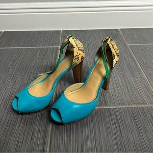 blue / snakeskin nine west heels